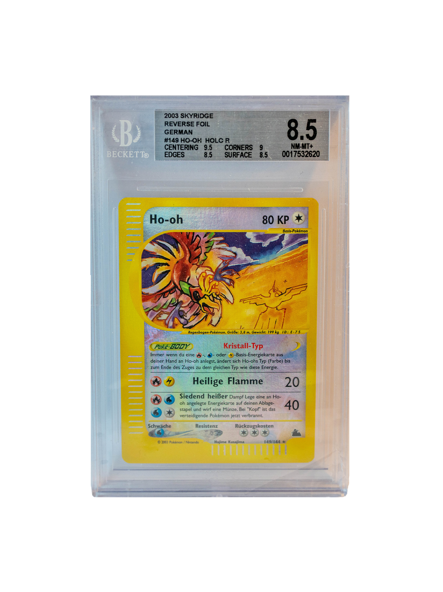 Pokémon Ho-Oh Reverse Holo Skyridge BGS 8.5 (DE, graded)